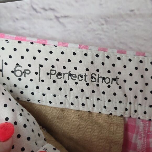 Talbots Perfect Short Pink Gingham Petites 6P Cotton Bermuda Classic Mid-Rise - Picture 7 of 13